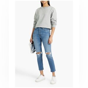 Re/Done Light Blue Distressed Ankle Jeans